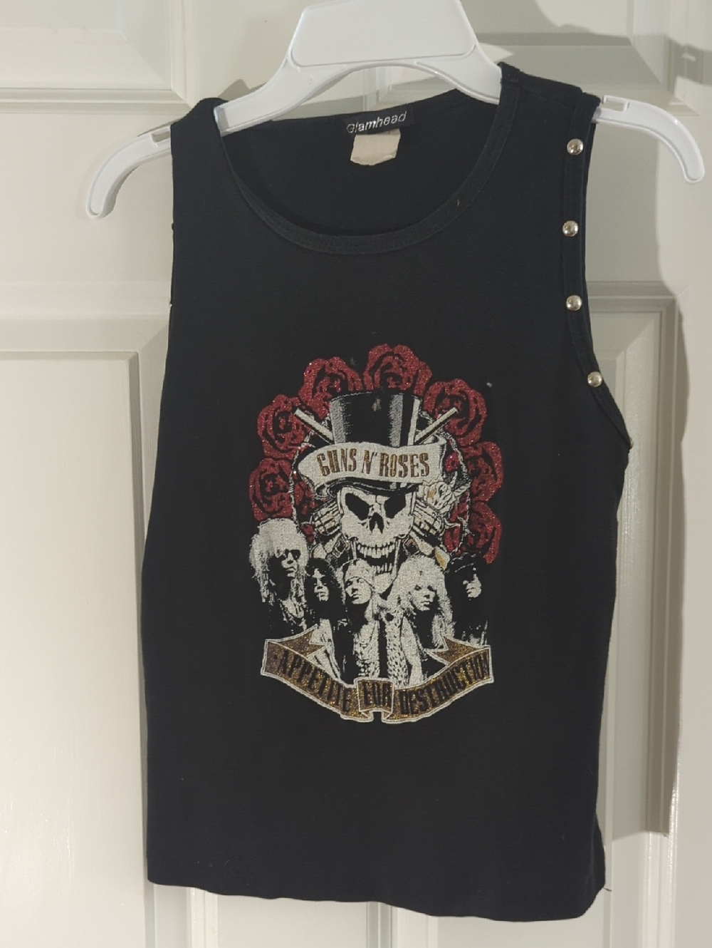 Black Guns N' Roses Graphic Tank Top with Stud Detail